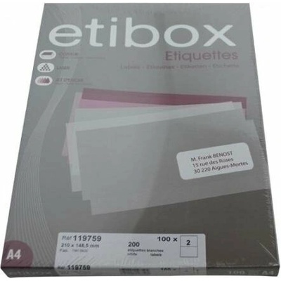 Etikety univerzálne 210x148,5mm Etibox A4 100 hárkov