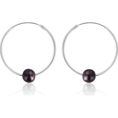 JwL Luxury Pearls stříbrné kruhy s pravými černými perlami JL0632