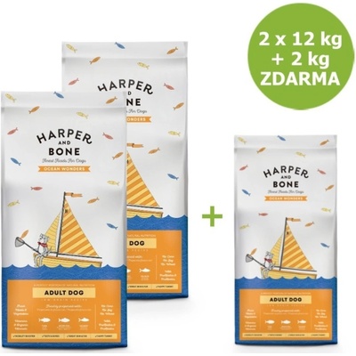 Harper and Bone Dog Adult Large & Medium divy oceánu 2 x 12 kg a 2 kg