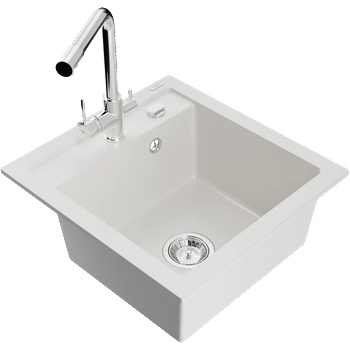 Mexen Vito гранитна мивка с 1 отделение с кухненски смесител Duero, бял - 6503-20-671600-00 (6503-20-671600-00)