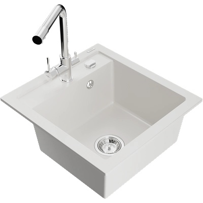 Mexen Vito гранитна мивка с 1 отделение с кухненски смесител Duero, бял - 6503-20-671600-00 (6503-20-671600-00)