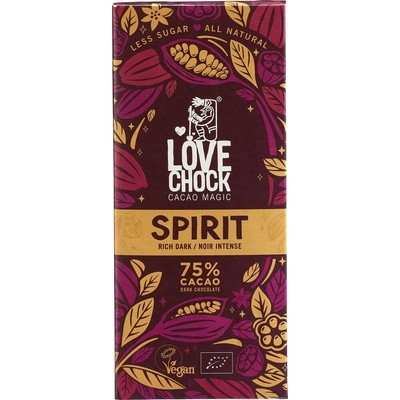 LoveChock Čokoláda Spirit tmavě hořká Bio 75% 70 g