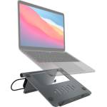 Adam Elements Casa USB-C 5-in-1 Laptop Stand Hub - сгъваема алуминиева поставка с вграден USB-C хъб за MacBook и лаптопи с USB-C порт (тъмносив)