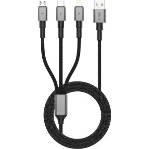 Tech-Protect ultraboost dna 3in1 lightning & type-c & micro-usb cable 3a 120cm iron grey (5906302330294)