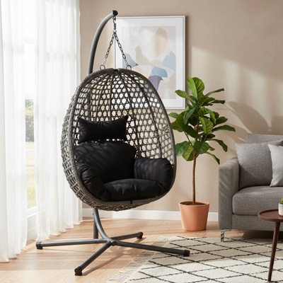 Pepita Калифорнийски разтегателен фотьойл с възглавници - тъмно сиво-черно (MB-029-darkgrey-black)