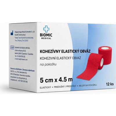 BIOMIC MEDICAL Kohezívny elastický obväz 5 cm x 4,5 m, 12 ks