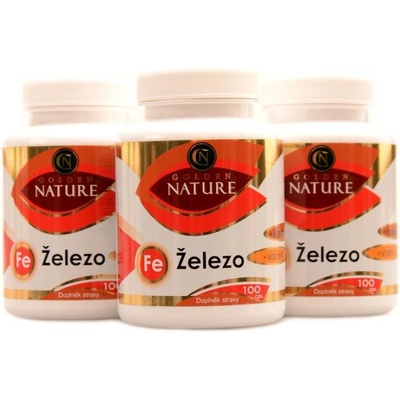 Golden Nature Železo + vit C + kys.listová 300 kapsúl