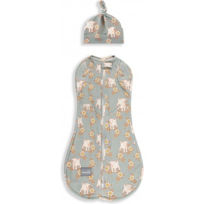 Sleepee Zavinovačka Sleepee Second Step Swaddle s čiapočkou Vintage Animals Sky Blue