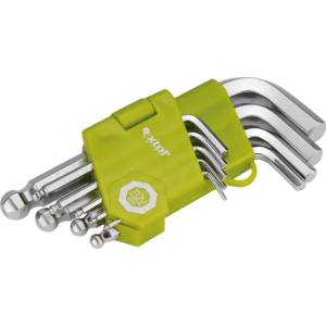 Extol Ключ, къс, Cr40 със сачмен край, TÜV/GS; 9бр. , 1, 5-10mm, в блистер