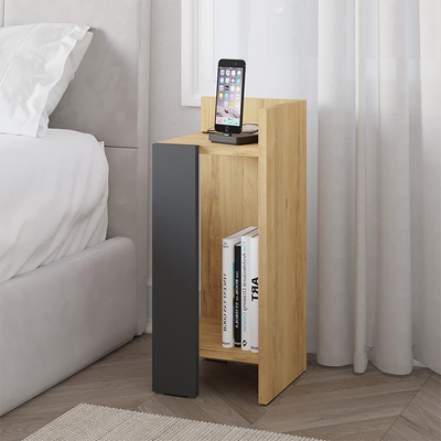 TopMebel Нощно шкафче Elos, десен модул в сапфирен дъб - антрацит 25x27x60см