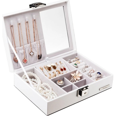 Troli moderní šperkovnice se zrcátkem B53 bílá