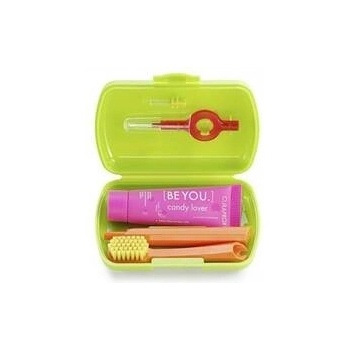 Curaprox Travel Set zubná kefka + CPS medzizubné kefky 2 ks + zubná pasta 10 ml darčeková sada, zelený