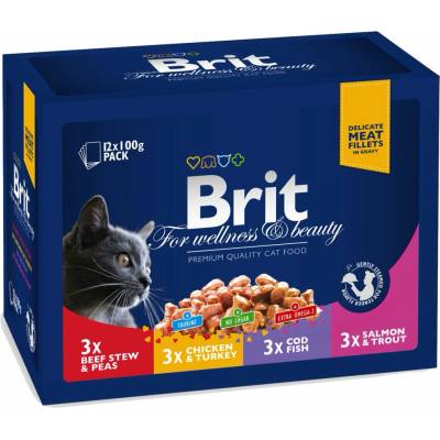 Brit Premium Cat kuracie hovädzie treska pstruh 12 x 100 g