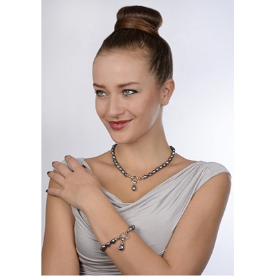 JwL Luxury Pearls z pravých kovově modrých perel JL0562