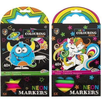Moxy Книжка за оцветяване, неон, асорти, с 5 маркера, 40 лис (6605330046)