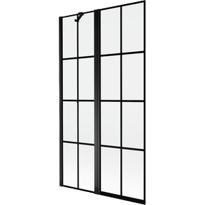 Mexen Mist параван за баня 2-крилен ляв 100 x 150 cm, черна решетка, черен - 8A9-100-011-70-77-L (8A9-100-011-70-77-L)