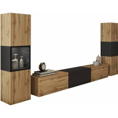 Sconto Obývacia stena ERLING III dub wotan/čierna