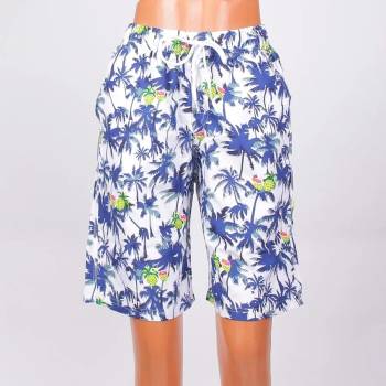 Image 1 of Мъжки плувни шорти в бяло с палми и ананаси