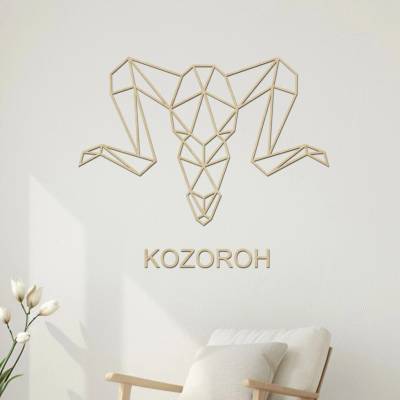 dřevo života Dřevěná samolepka na zeď znamení KOZOROH Zvolte rozměr šxv (cm): 80x70, Zvolte barvu dekoru: Javor