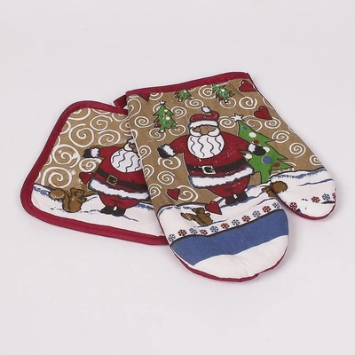 Ръкохватки в бежово и бордо с Дядо Коледа