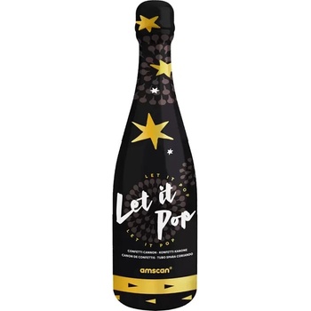 Vystřelovací konfety láhev šampusu - zlaté hvězdy