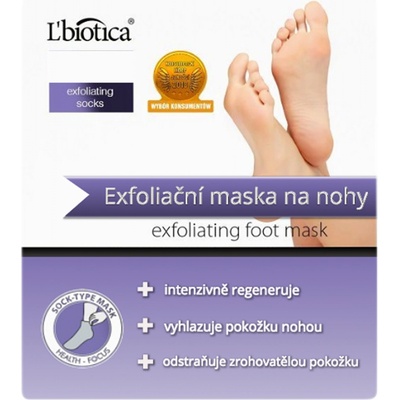 L’Biotica Exfoliating Foot Mask Exfoliační ponožky pro zjemnění a hydrataci pokožky nohou 40 ml