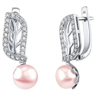 Silvego Strieborné náušnice s pravou ružovou perlou FNJE0707-PP