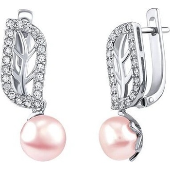 Silvego Strieborné náušnice s pravou ružovou perlou FNJE0707-PP