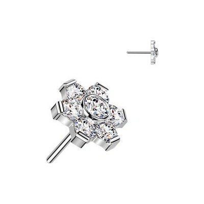 Šperky4U Ozdobná část k PUSH IN piercingu Moissanit TITAN, 0,11ct (3mm) TM032