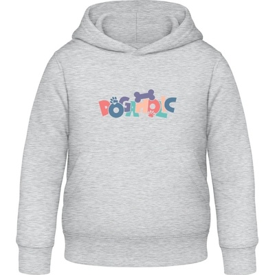AWDis detská mikina s Kapucňu Psí dizajn s nápisom DOGAHOLIC Šedivá sivá