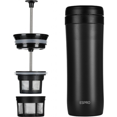Espro French press kávovar TRAVEL PRESS P1 350 ml, černá, nerezová ocel