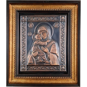 МЕДНА ИКОНА ГОЛЯМА В РАМКА СВЕТА БОГОРОДИЦА С МЛАДЕНЕЦА