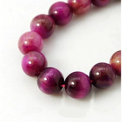 NUBIO Přírodní tygří oko - korálky, purpurové, 6 mm