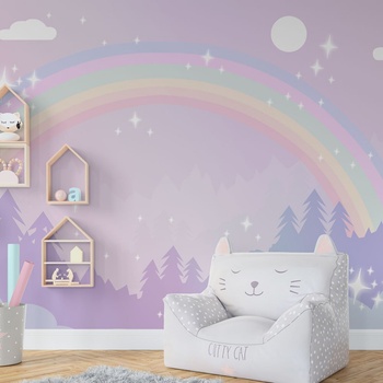 Decono Детски Фототапет Дъга в Лилаво