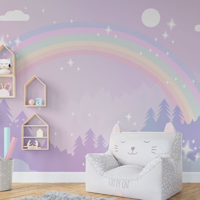 Decono Детски Фототапет Дъга в Лилаво