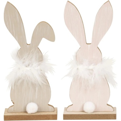 Textilomanie Stojaci drevený zajačik FLUFFY BUNNY 19 cm