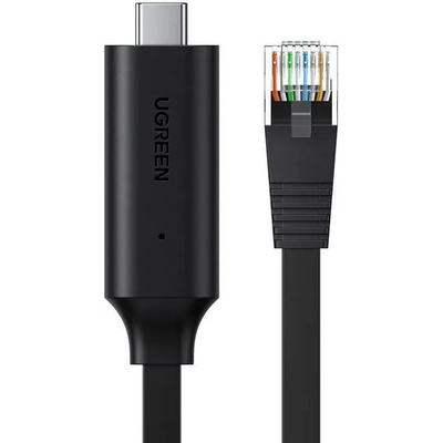 UGREEN USB-C to RJ45 Console Flat Cable - USB-C към Ethernet кабел за устройства с USB-C порт (150 см) (черен)