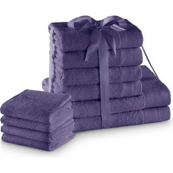 Restilo Amari ručníky a osušky v sadě fialová 4 x malý ručník 30 x 50 cm 2 x osuška 70 x 140 cm 4 x střední ručník 50 x 100 cm