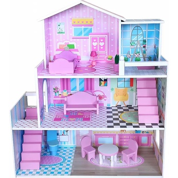 FreeON Drevený domček pre bábiky ružový