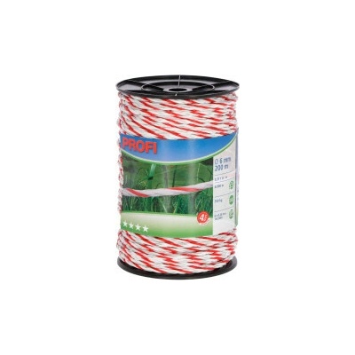Lanko pre elektrický ohradník PROFI 200 m 6 mm biela/červená