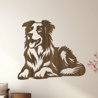dřevo života Dřevěná dekorace psa BORDER COLLIE Rozměry (cm): 60x51, Zvolte barvu dekoru: Ořech