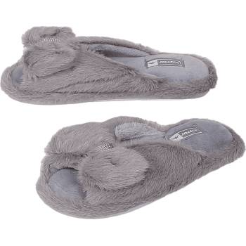 Image 1 of Домашни пухкави пантофи в сиво с панделка