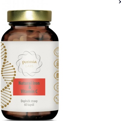 Puravia LABS Prírodné železo s vitamínom C 60 kapsúl