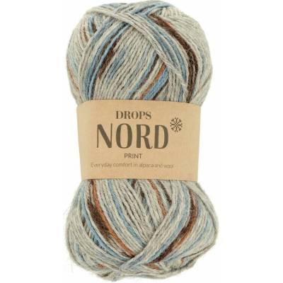 Drops Nord Print 102 sivá s modrou a hnedou