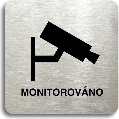 Accept Piktogram „monitorováno" (80 × 80 mm) (stříbrná tabuľka – čierna tlač bez rámčeka)