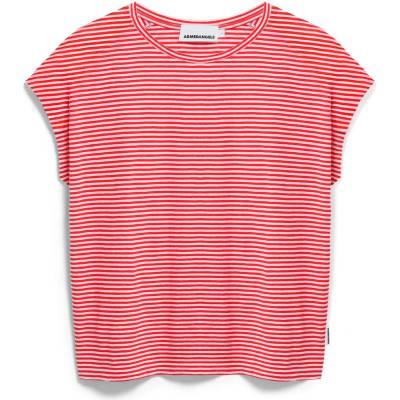 Armedangels Дамска тениска ARMEDANGELS Women's Slub Jersey Stripe T-shirt - Pink Mist / Mars Red (916-6596-0514)