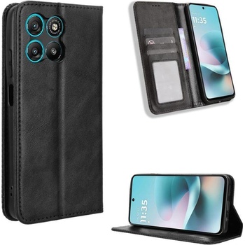 Motorola Ретро кожен калъф с Магнитен Клип за Motorola Moto G67 Power 5G / G57 Power 5G - PU Кожа, Държач, Слот за карта, Вкл. Протектор - 4 Цвята