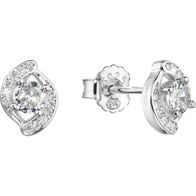 Evolution Group strieborné náušnice kôstky oči so zirkónom a malé zirkóniky okolo 11421.1