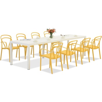 BICA King Double/Vague бяло/оранжево комплект градински мебели за 8 души Bica (BC439BL-8xBC312TU)