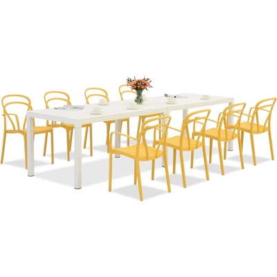 BICA King Double/Vague бяло/оранжево комплект градински мебели за 8 души Bica (BC439BL-8xBC312TU)